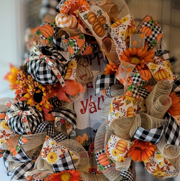 Happy Fall Y'all large wreath - Picture 1 of 10